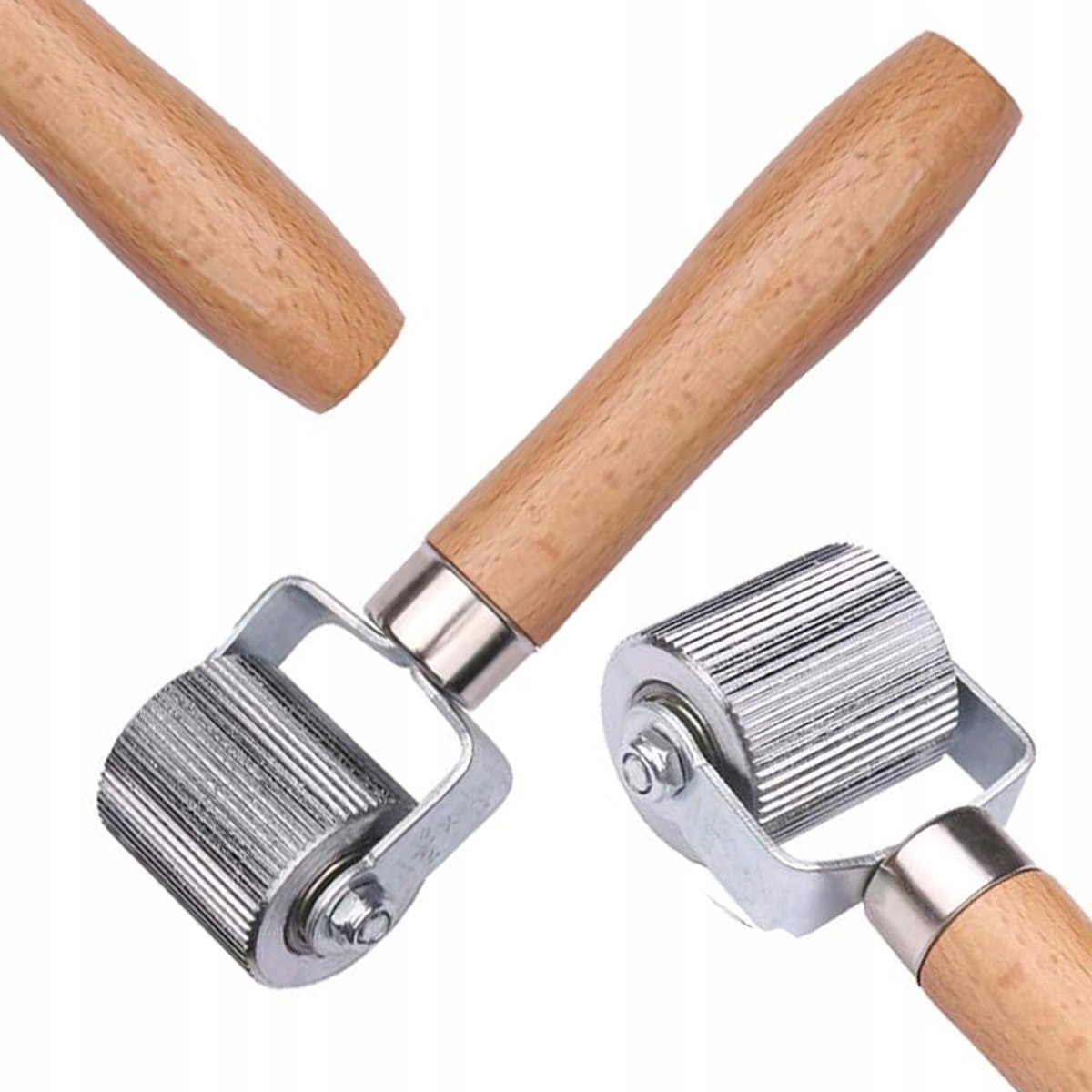 Rosfix Plakrol Houder - Houten Rol met Lager - 40 Mm Breedte - Ergonomische Handgreep - Voor Banden