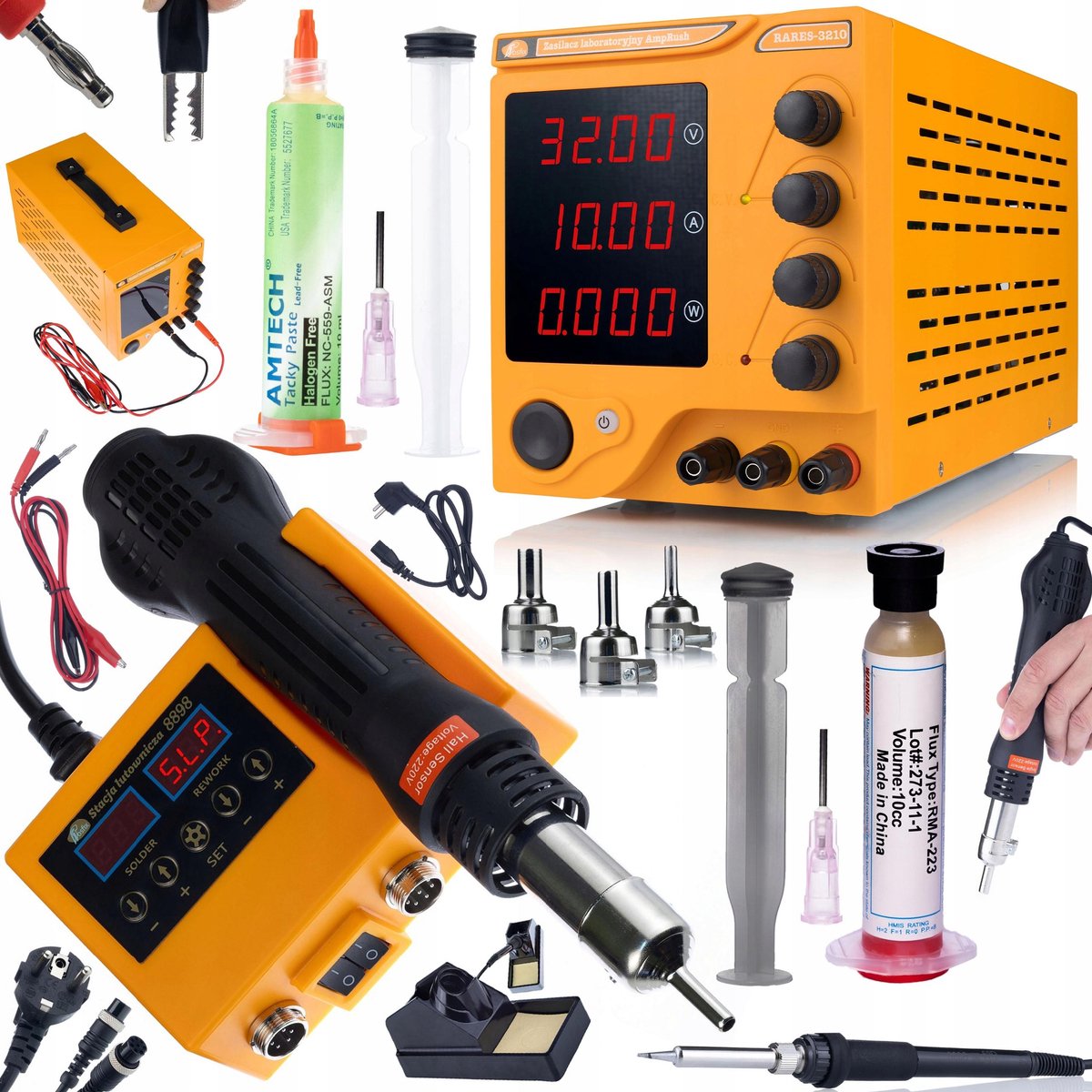 Rosfix Voeding AmpRush RARES-3210 Set - Labvoeding 0–32V 10A - Precisie 0,01V/0,001A