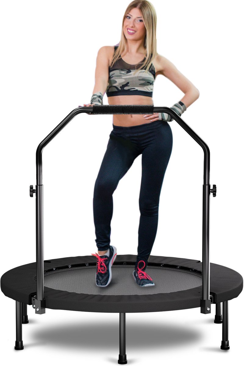 COVREO Fitness trampoline met handgreep 101 cm zwart staal, klapbaar