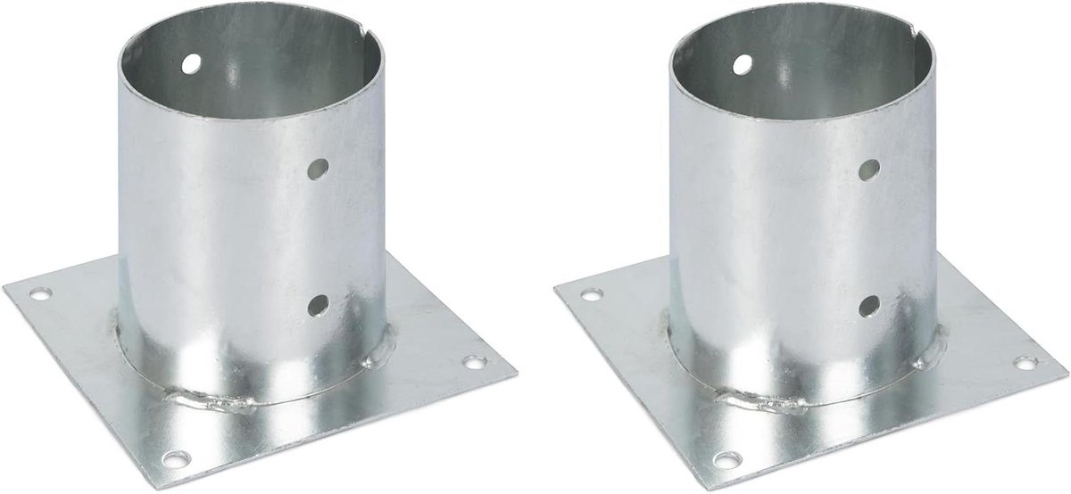 Schroefhuls Palen - Paaldrager Bodemanker - Houten Constructies Monteren - Thermisch Verzinkt Staal - Ø121 mm Set 2 - Zilverkleurig