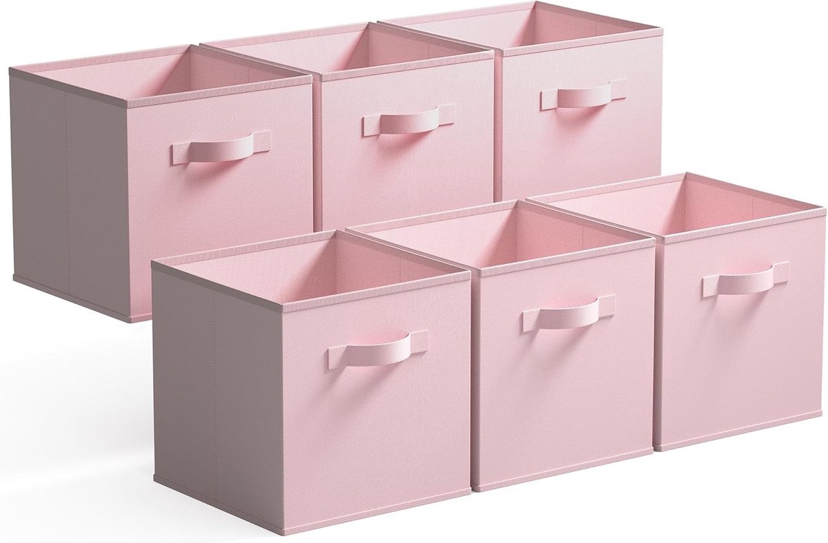 Opvouwbare Opbergdozen - 6 Stuks Stoffen Opbergcubes 33 x 33 cm | Stevige Handgrepen, Decoratieve Mandjes voor Planken en Kasten, Ideaal voor Organisatie