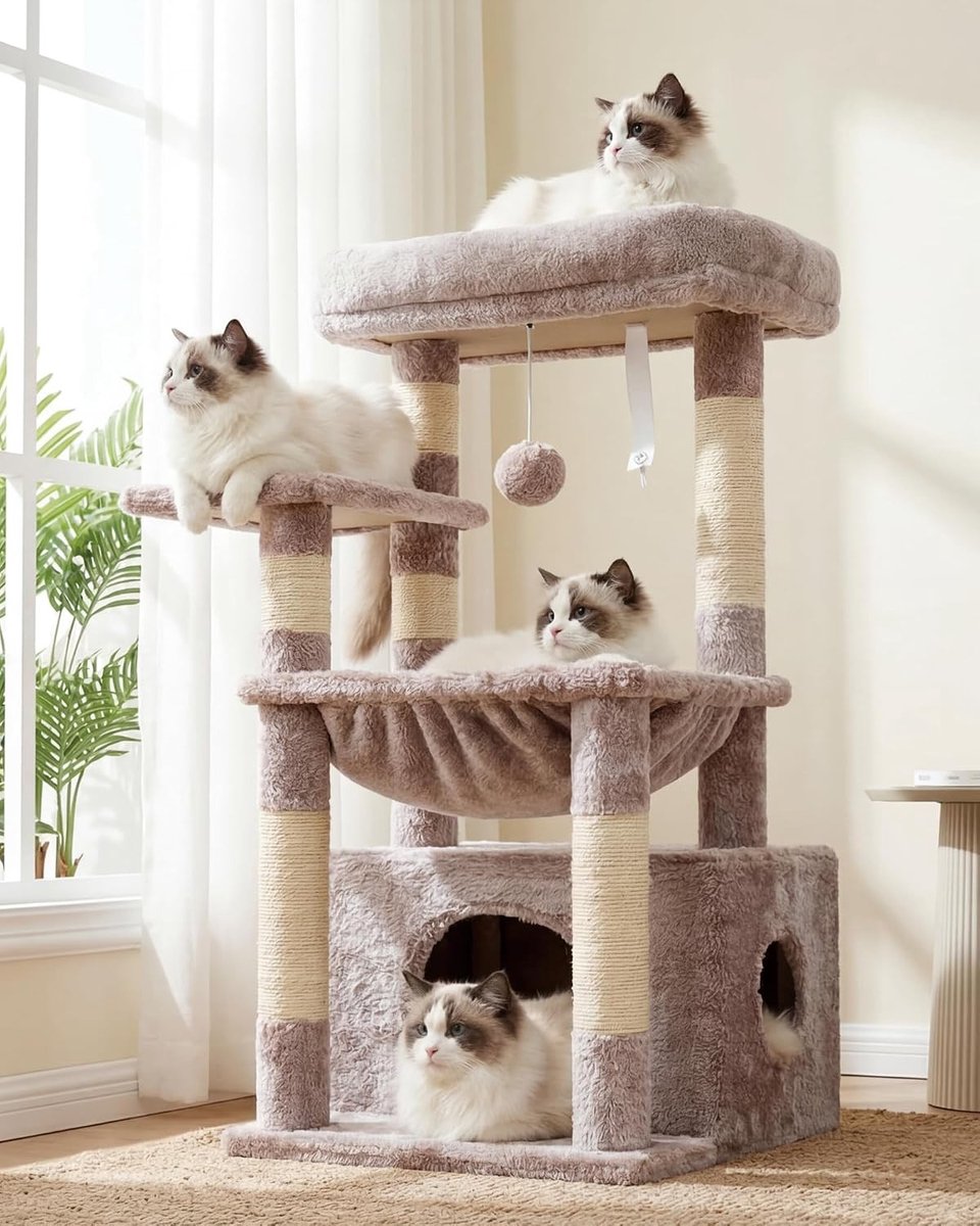 Kattenstoel - Braun-beige - 40 x 30 cm - Pluche Krabpaal met Extra Groot Mandje - Voor Katten