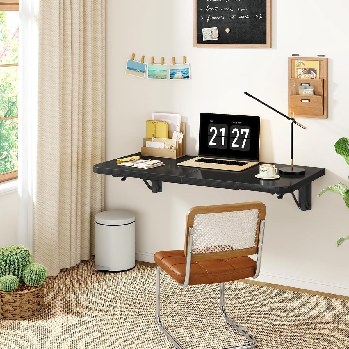 Klapconsole voor zware belasting - Zwart - 60 x 30 x 8,9 cm - Wandgemonteerde Vouwtafel van Vezelplaat - Voor Kleine Ruimtes