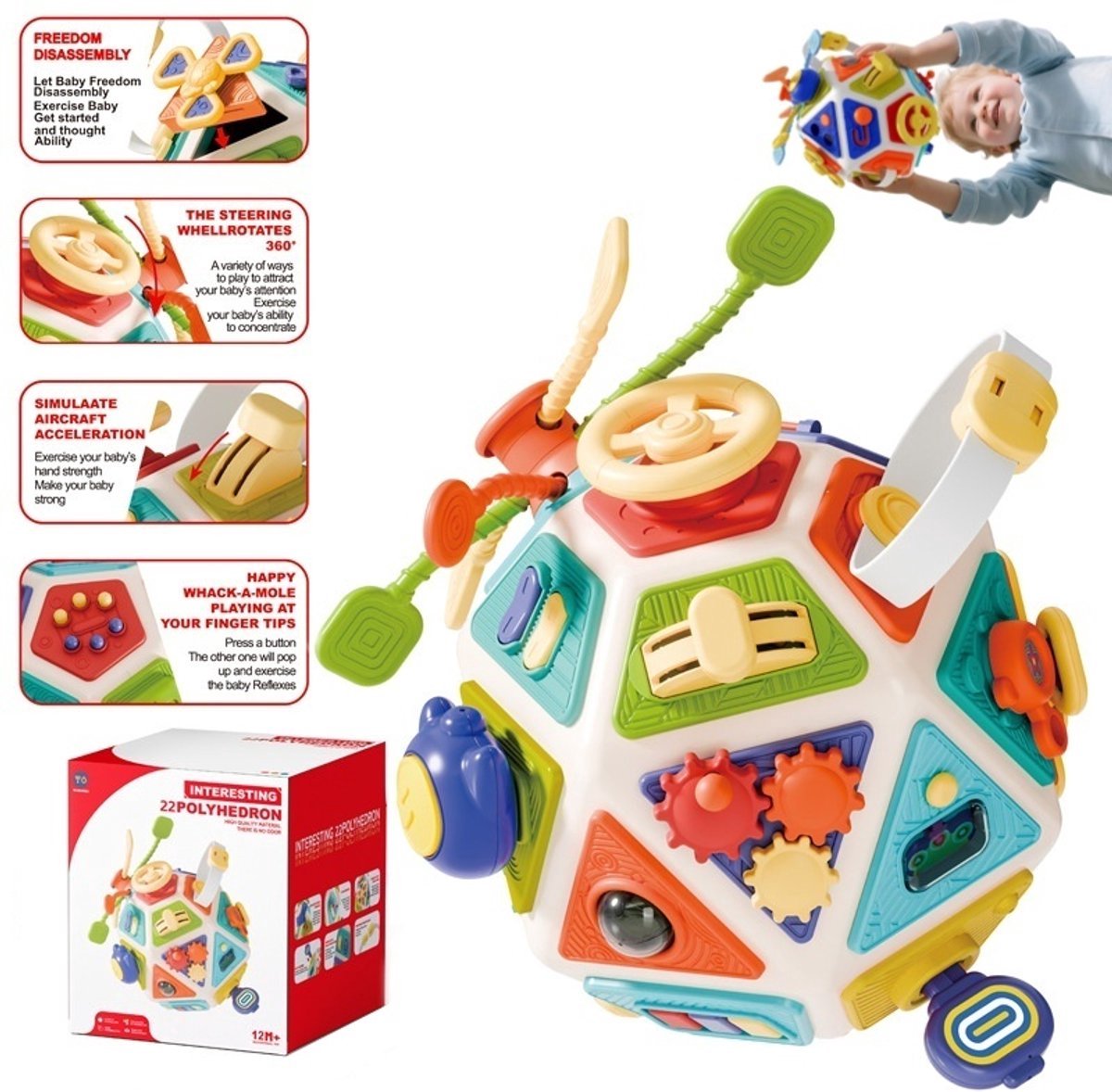 Casalora 22-in-1 Baby Busy Board – Multifunctioneel Sensorisch Speelgoed voor Peuters vanaf 12 Maanden – Educatieve Activiteitenkubus voor Hand-Oogcoördinatie