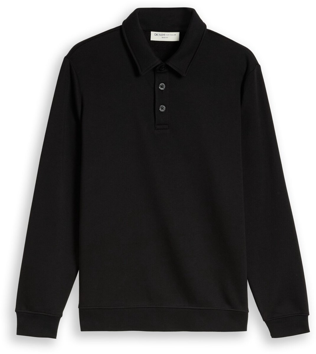 Tom Tailor Denim - Sweatshirt met polokraag - Maat XS - Black