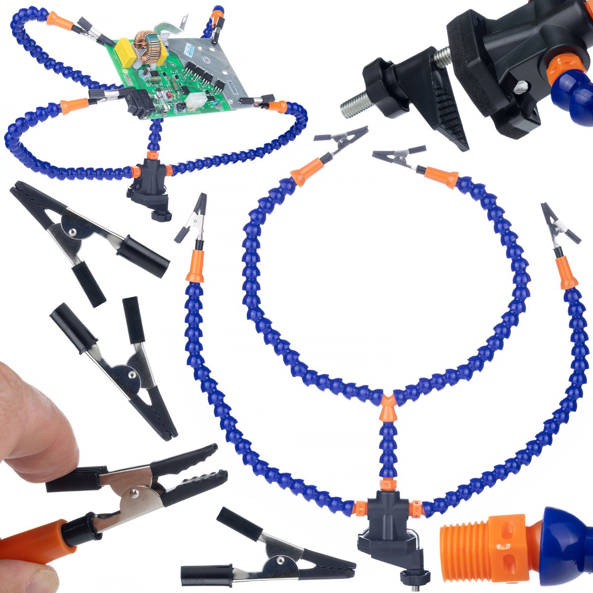 Rosfix Derde Hand Houder Ganzennek - Houder met 4 Krokodillenklemmen - 3 Flexarmen Klem 50–51mm