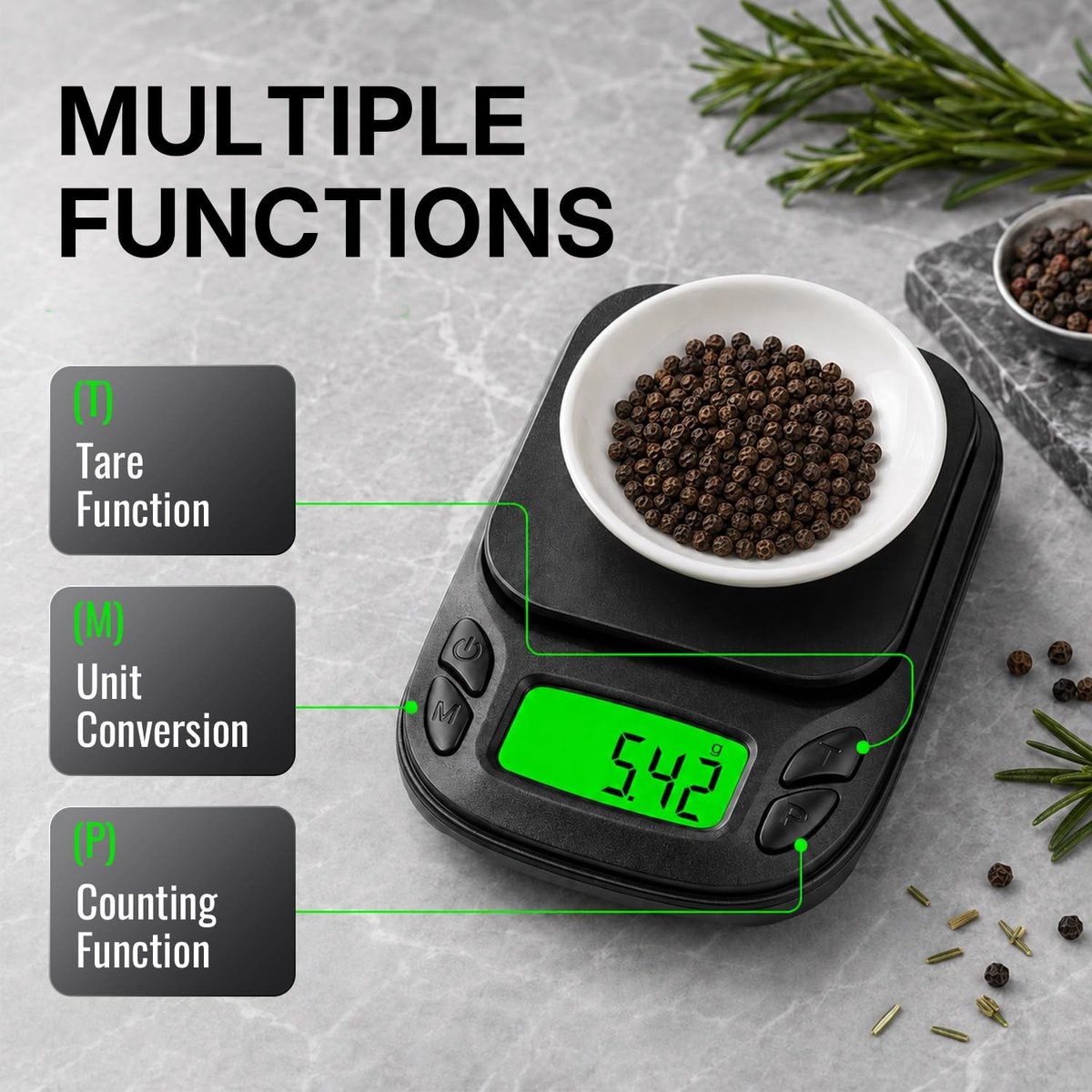 Microweegschaal - Zilver - 500 g x 0,01 g - Digitale Precisieweegschaal met LCD-achtergrondverlichting - Voor Keuken en Sieraden
