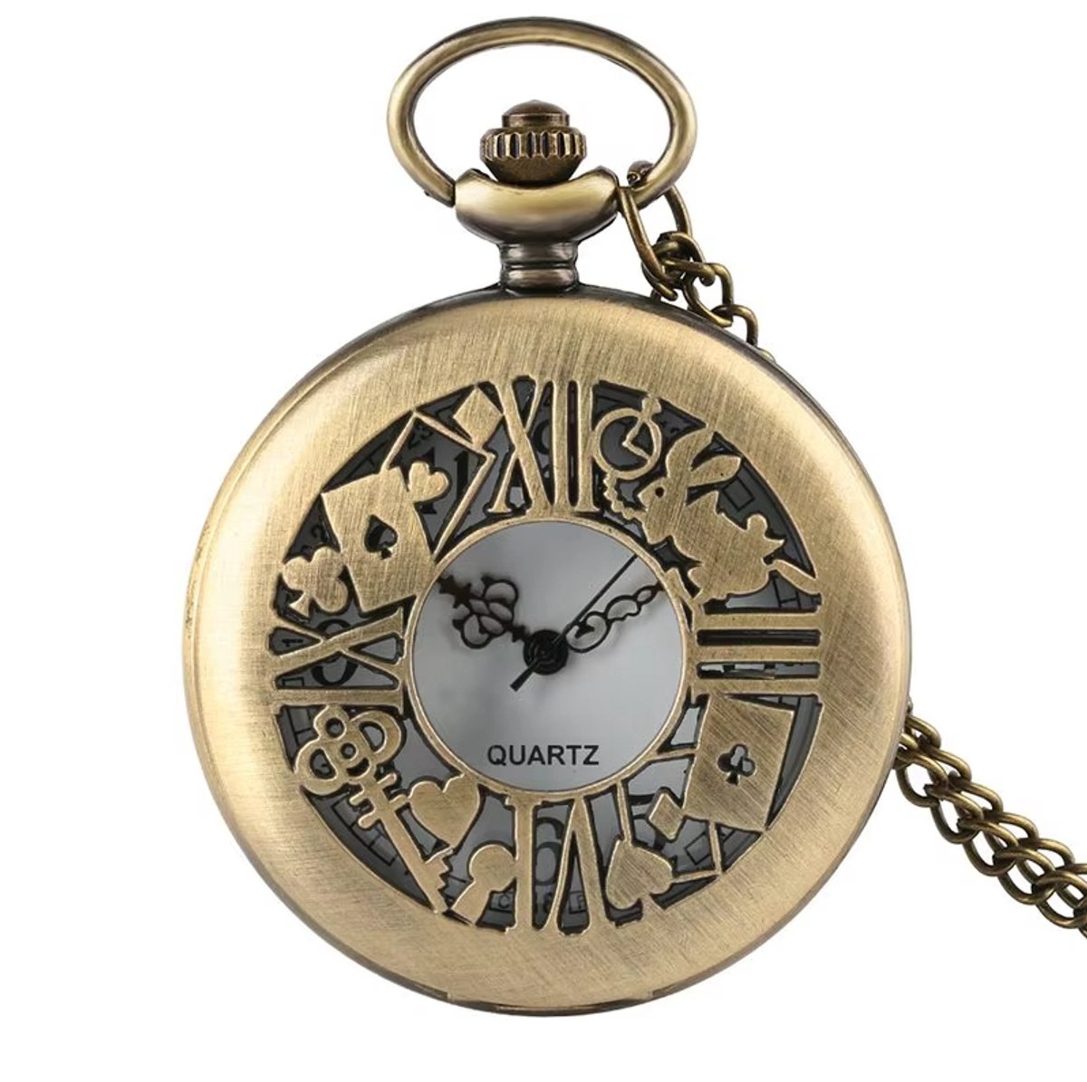 Actie4you® - Zakhorloge - Pocket Watch - XXL - Classic - 47mm – Brons kleurig – Inclusief ketting en batterij