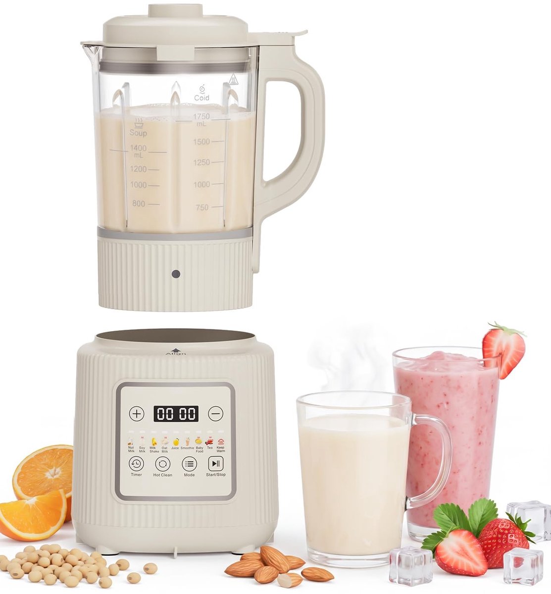 Omgoods - 1750 ml Melk Maker Machine met 9-in-1 Functies