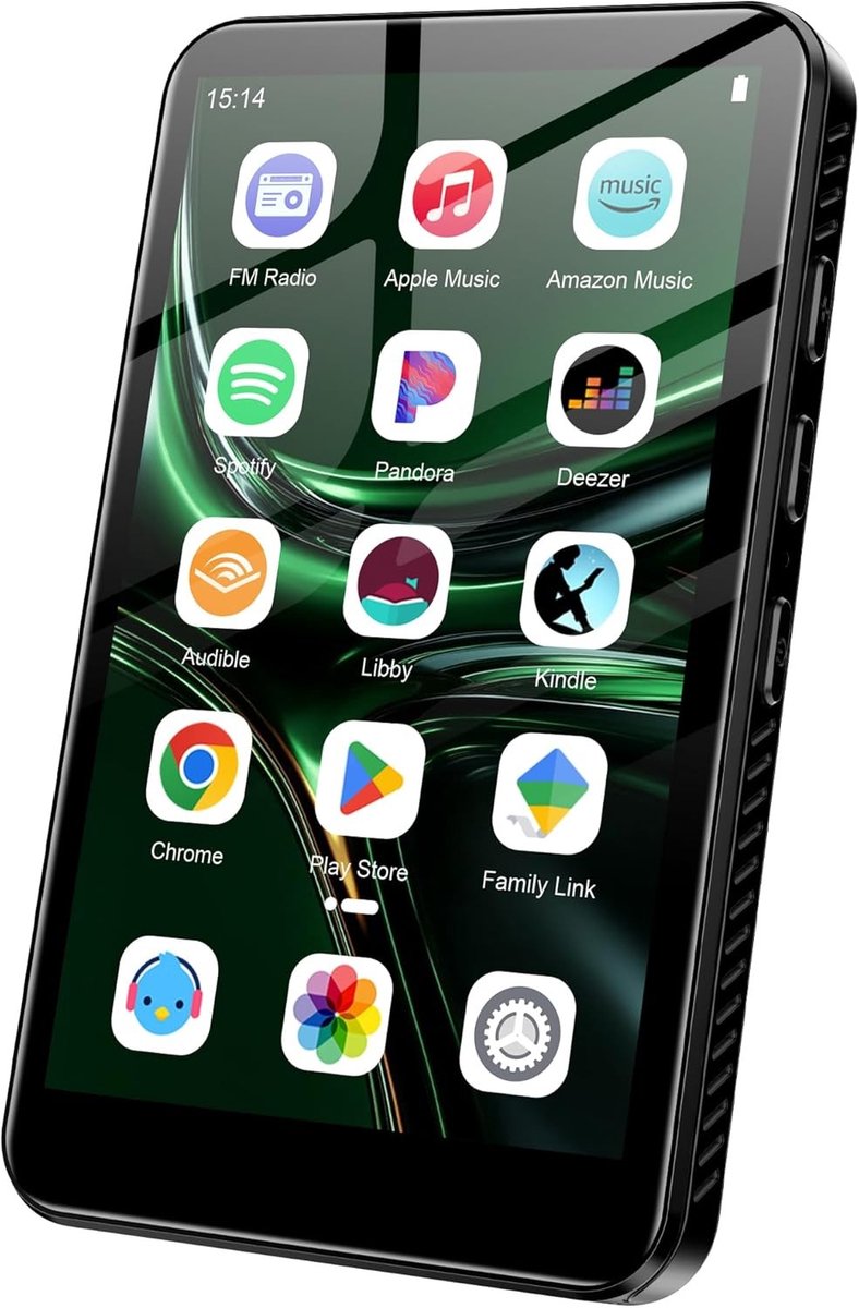 Mp3 speler spotify - Zwart - 4 inch - 32 GB opslag met uitbreidbaar geheugen - Android 13 touchscreen voor muziek en video