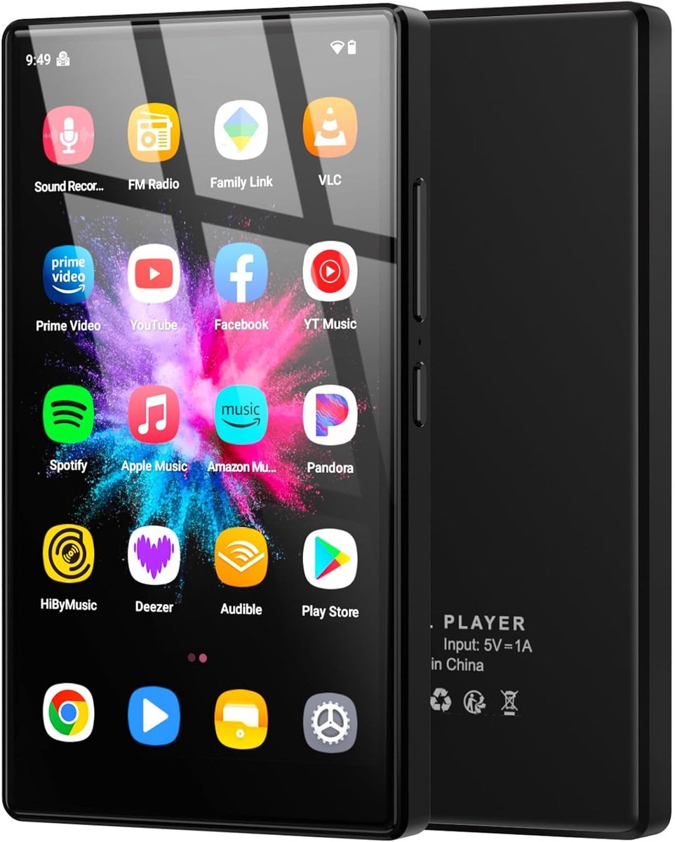 Mp3 speler spotify - Zwart - 5 inch - 96 GB Android 13 MP3- en MP4-speler met Bluetooth en WiFi - Voor Muziekliefhebbers