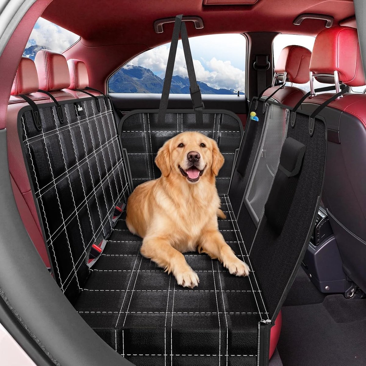 Hondenmand auto - Zwart - 135 x 148 cm - Waterdichte en Krasbestendige Achterbankhoes - Universeel voor Auto's en SUV's