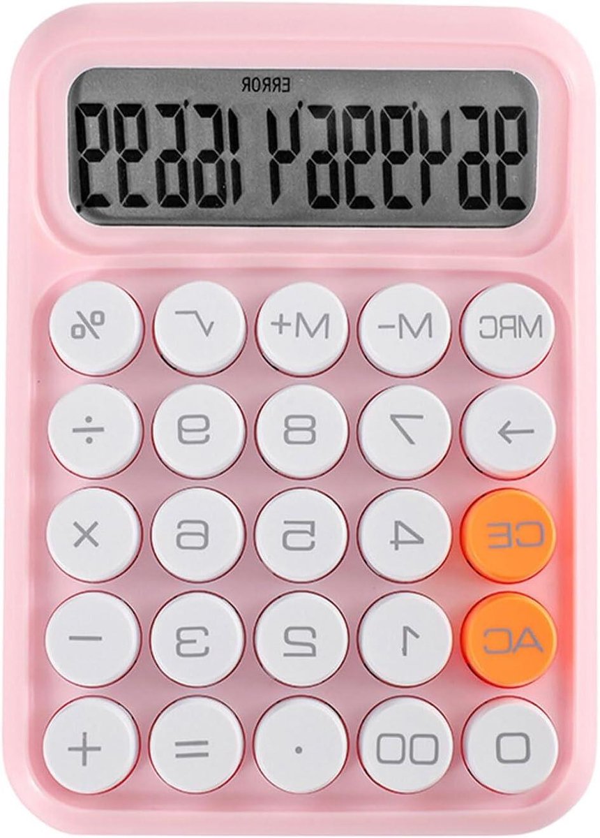 Mini Rekenmachine - Zakrekenmachine Wetenschappelijk - Dagelijkse Berekeningen - Flexibele Toetsen - 15.5 x 11 x 6 cm - Roze