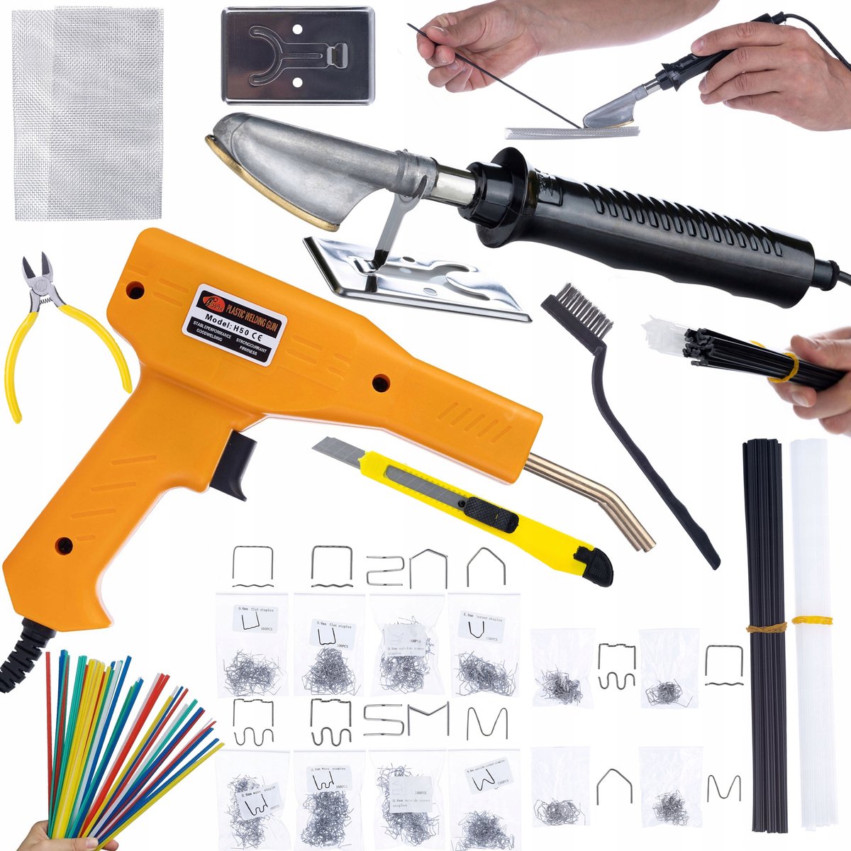 Rosfix Soldeerbout Set - Compleet Plastic Reparatiekit - 50W 230V, Nietpistool, 800 Nietjes