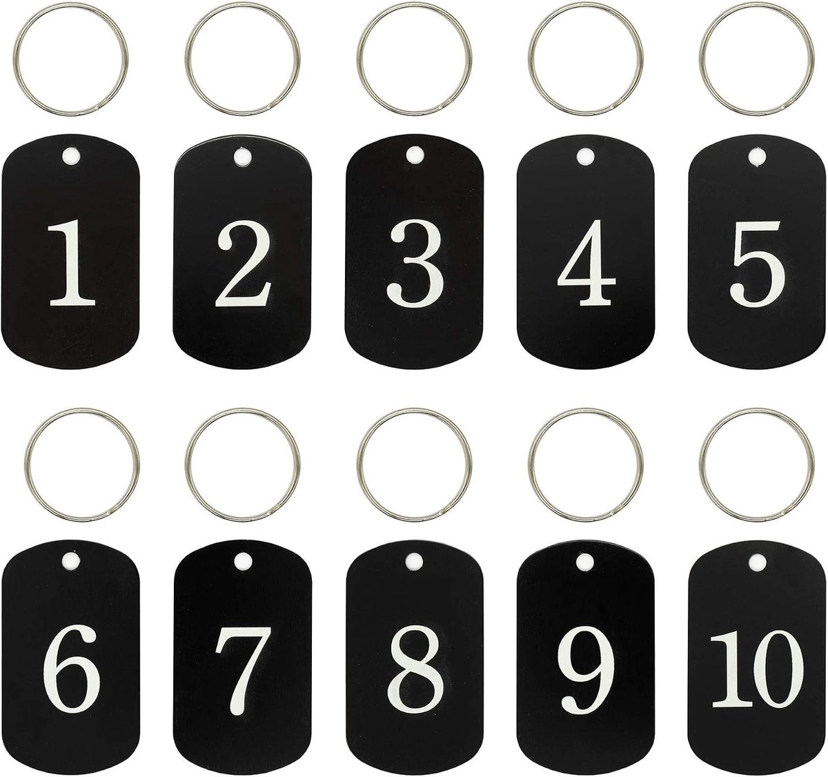 Gegraveerde Aluminium Nummer Tags voor Sleutelhangers met Ringen (1-100, Zwart) - Duurzaam, Lichtgewicht en Perfect voor Organisatie