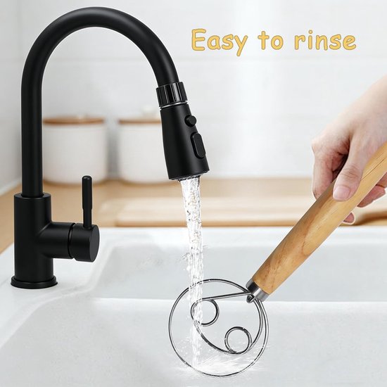 Deeggarde - Deegmixer Garde - Snel Deeg Mengen - Dubbele Lus Ontwerp - 26.5 cm - Houtkleur — afbeelding 5