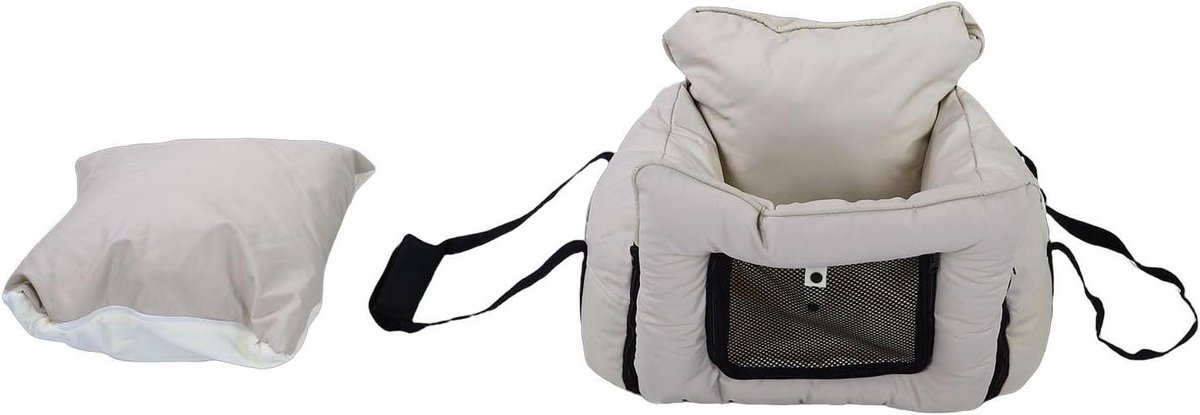 Hondenautostoel Afneembaar - Huisdier Autostoel - Veilig Reizen - Groot Gaasvenster - 63 x 47 x 30 cm - Grijs