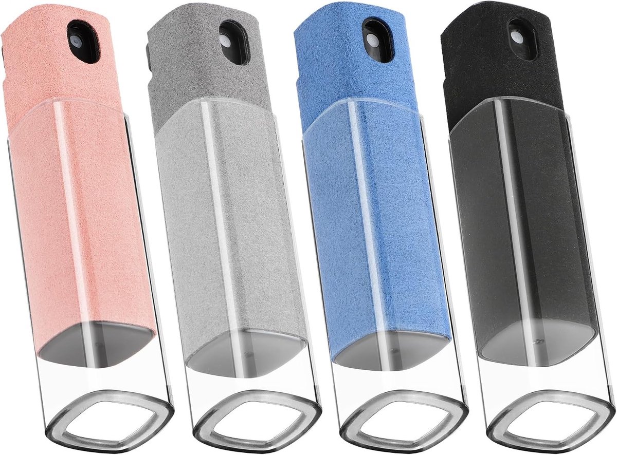 Schermreiniger - Transparant - 9,3 x 2,8 cm - Microvezeldoek en Spuitfles - Voor Telefoons, Tablets en Laptops