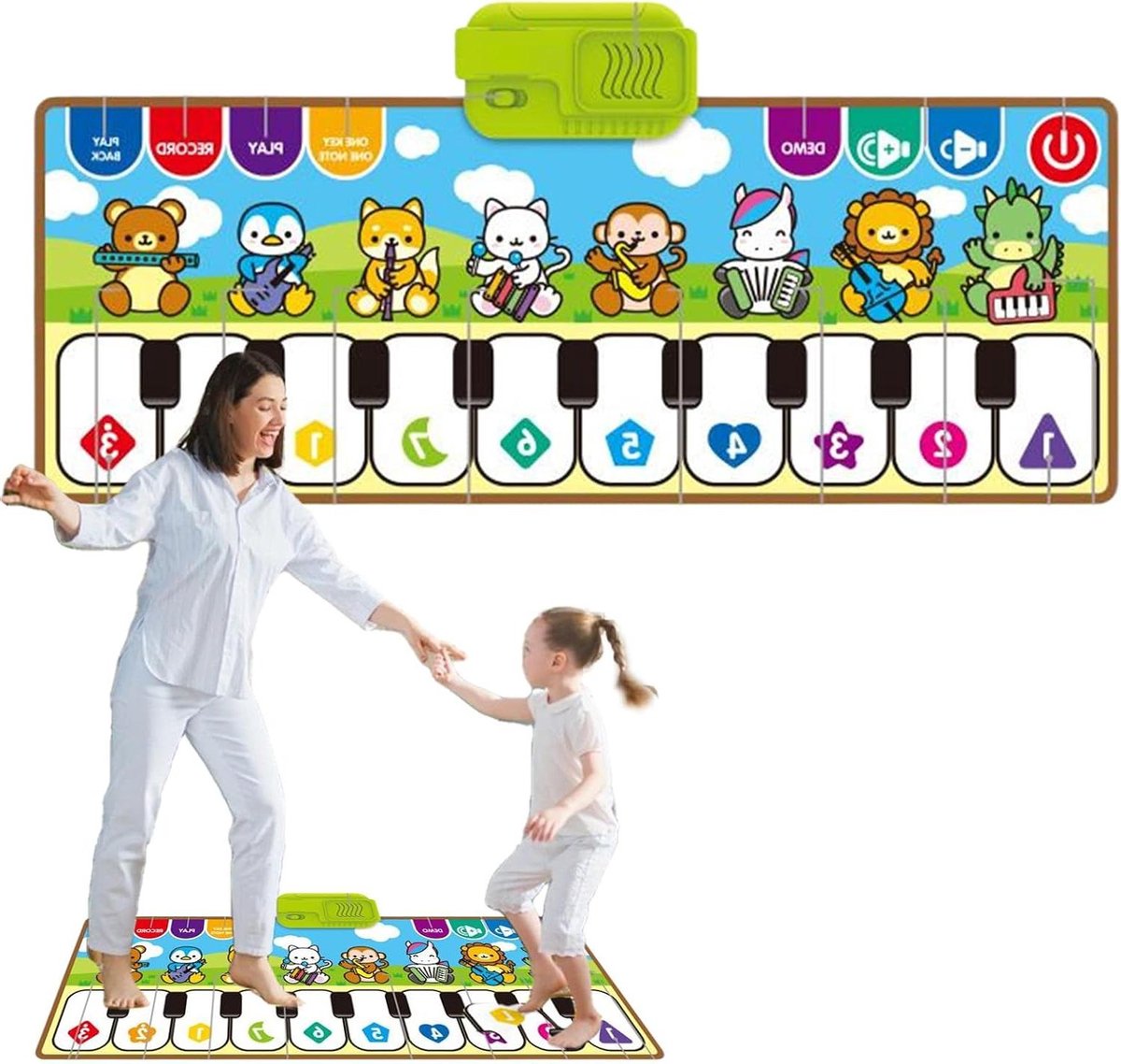 Muziekmat Piano - Dansmat Kinderen - Spelenderwijs Leren - Interactieve Patronen - 80 x 30 cm - Multicolor