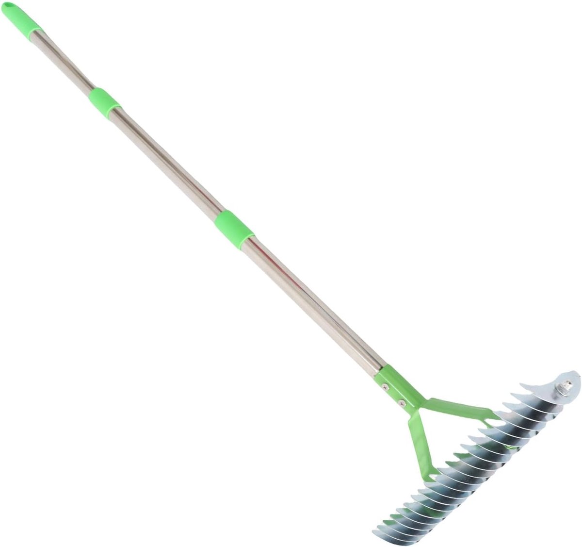 Rieten Verticuteerder - Gazonhark Mosverwijderaar - Gazon Onderhouden - Gebogen Stalen Tanden - 125 cm - Zilver