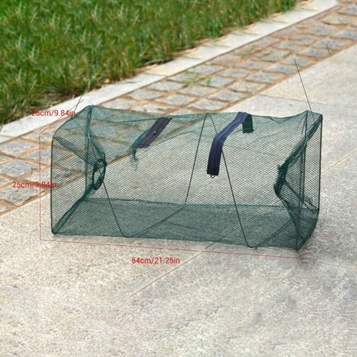 Visserijnet Draagbaar - Opvouwbaar Net - Stalen Frame - Nylon Materiaal - 54 cm - Handgreep - Vissennet