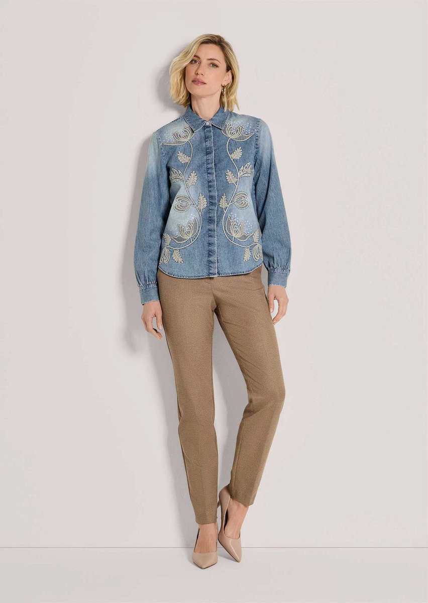 MADELEINE Blouse Jeansblouse met bloemenborduursel