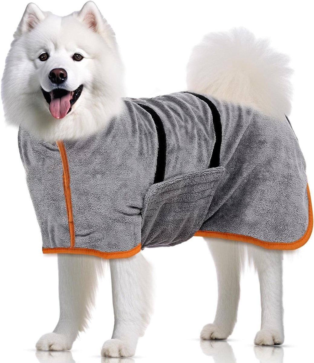 Hondenbadjas maat M - Blauw - 50 cm ruglengte - Polyester en Nylon - Voor Middelgrote Honden