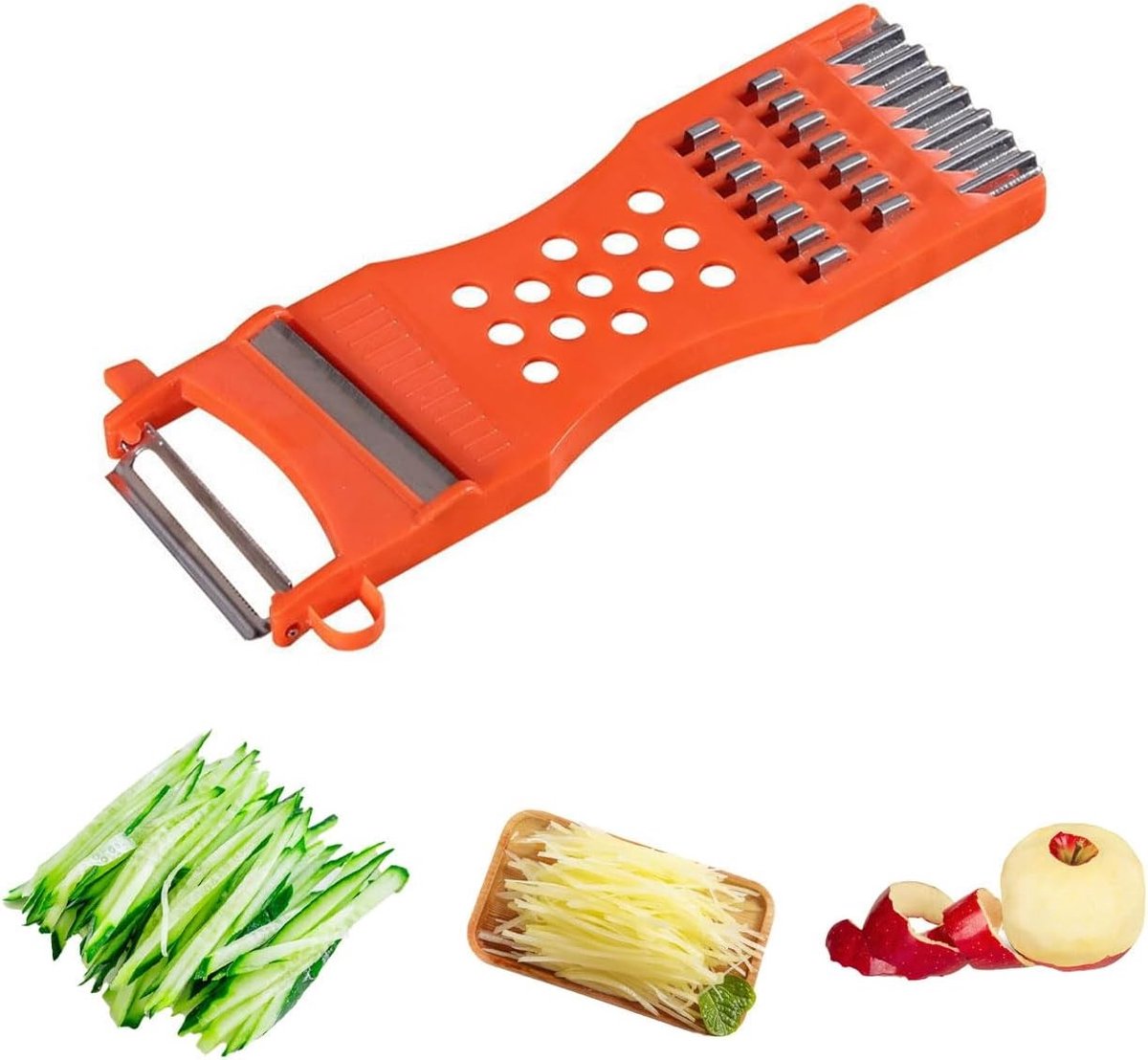 Multifunctionele Groentesnijder - Rood - 17 x 5,5 cm - Roestvrijstalen Messen - Voor Thuisgebruik
