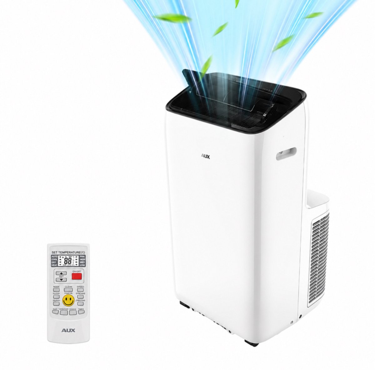 Aux airco AUX Inverter 3-in-1 12000 BTU mobiele airconditioner, tot 30% energiebesparing, afstandsbediening, stil voor slaapkamer, 4 standen, R290-koelmiddel, energieklasse A