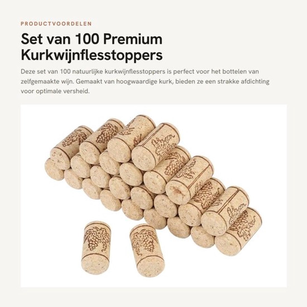 Kurkwijnflesstoppers 50 Stuks - Natuurlijke Kurk - Houten Kurken - Afdichting - 22 mm / 44 mm - Superieure Kwaliteit