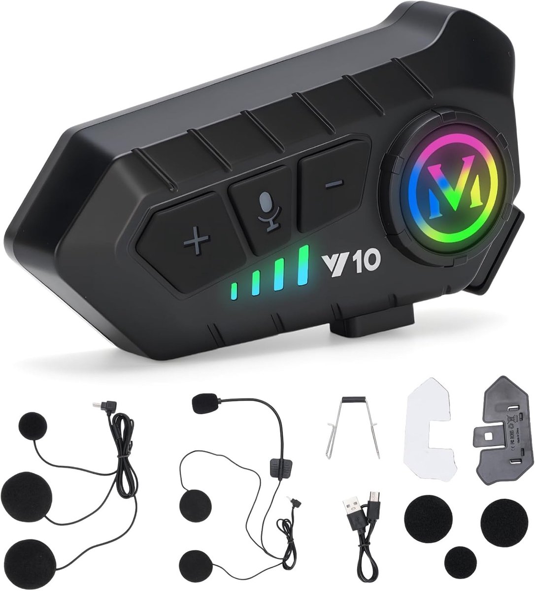 Motorhelm-headset - Zwart - Universele Pasvorm - Bluetooth 5.3 met Ruisonderdrukking en Dubbele Microfoon - Voor Motorfietsrijden