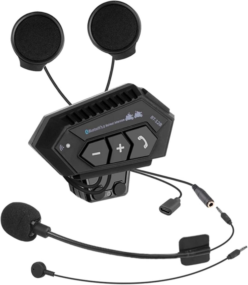 Motorhelm-headset - Zwart - Bluetooth 5.0 - Waterdicht Communicatiesysteem met Ruisonderdrukking - Voor Motorfietsrijders