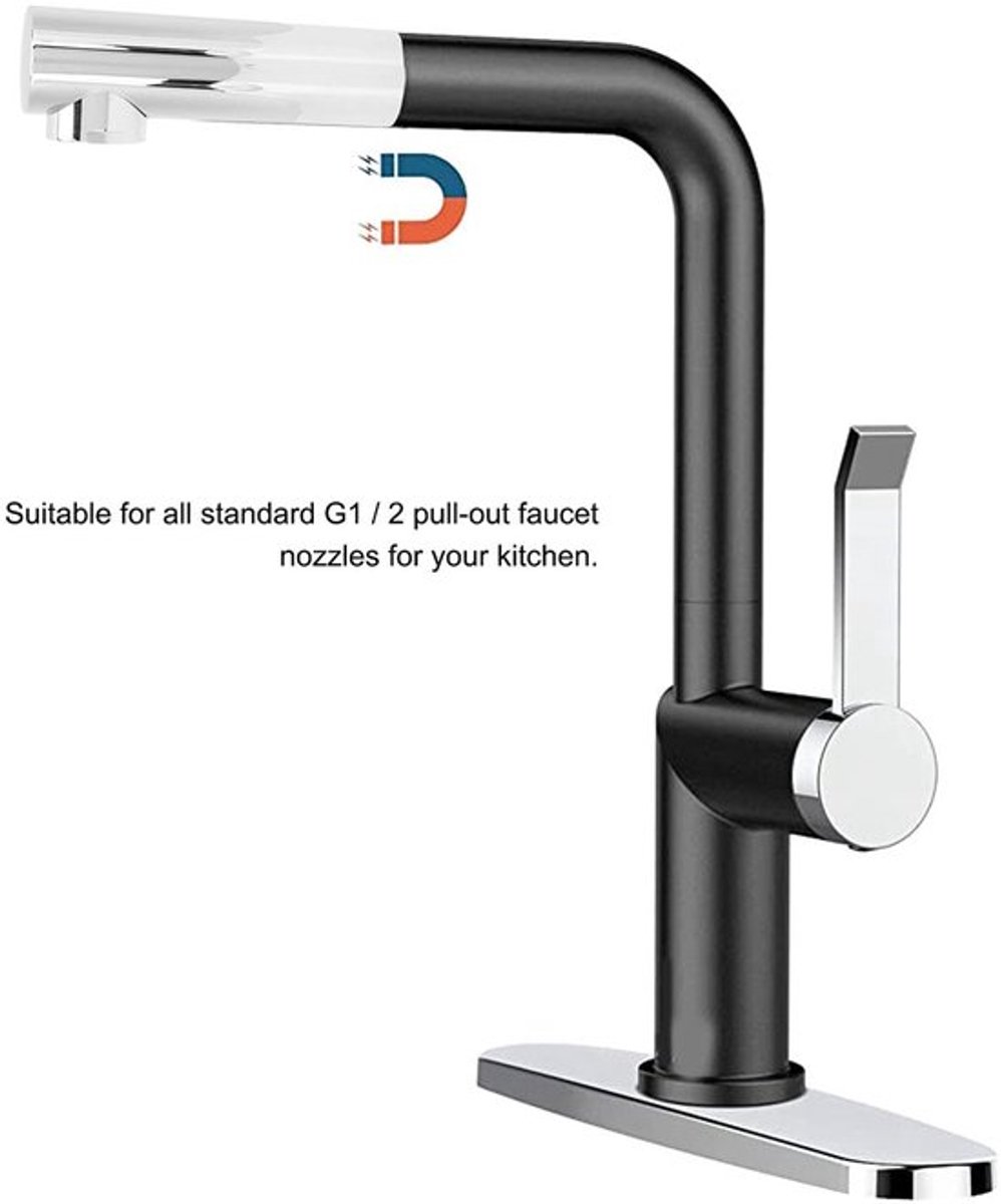 Keukenkraankop, Keukenkraansproeier, Naar Beneden Trekkende Sproeikop, G1/2 Keukenkraan Uittrekbare Spray Douchekop Vervangende Badkamerkraan Fittingen