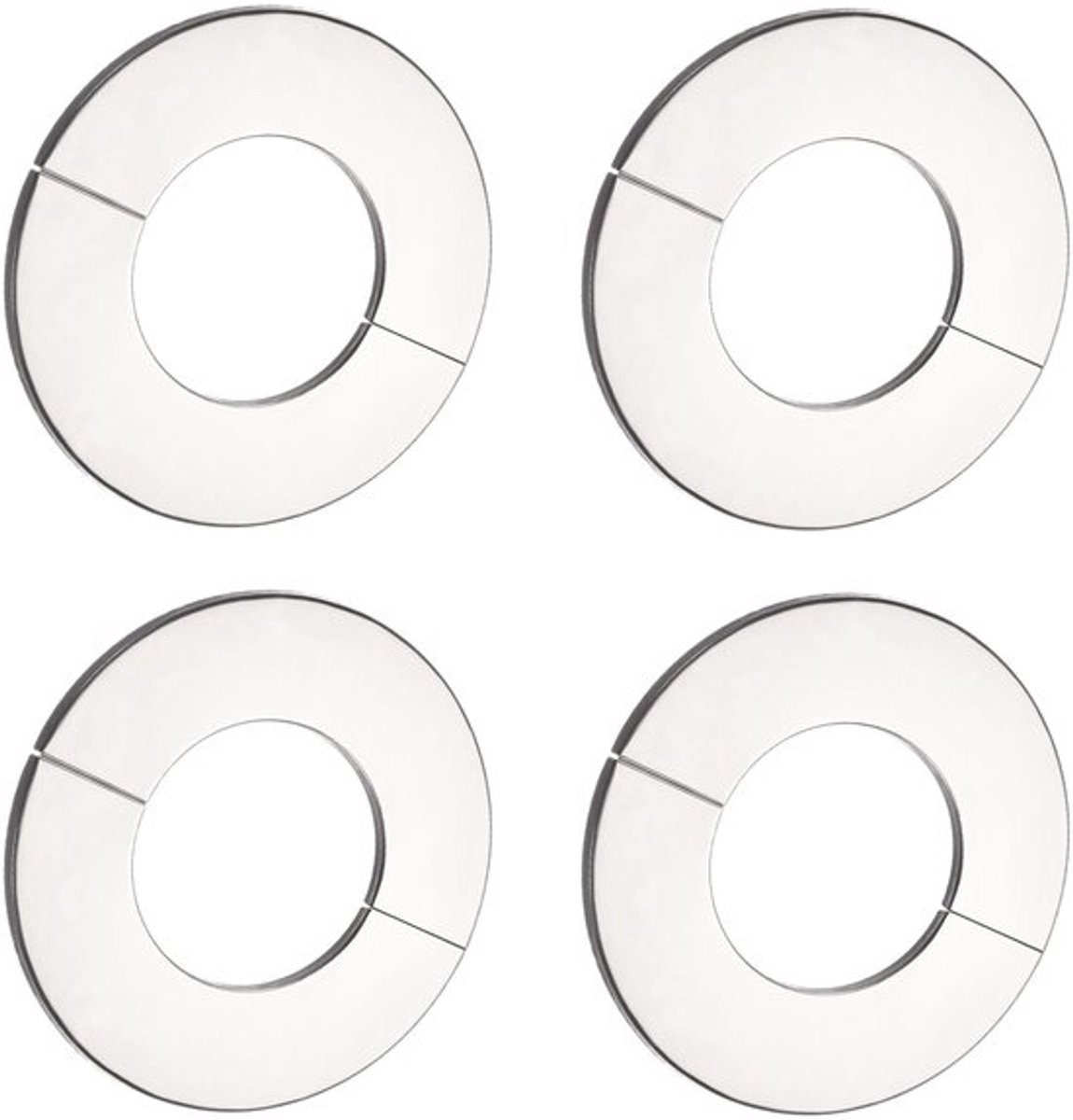 Pijpcover 4 Stuks - Roestvrij Staal - Muur Gespleten Flens - Ronde Rozet Plaat - 91mm Diameter - Snelle Installatie - Wandflens