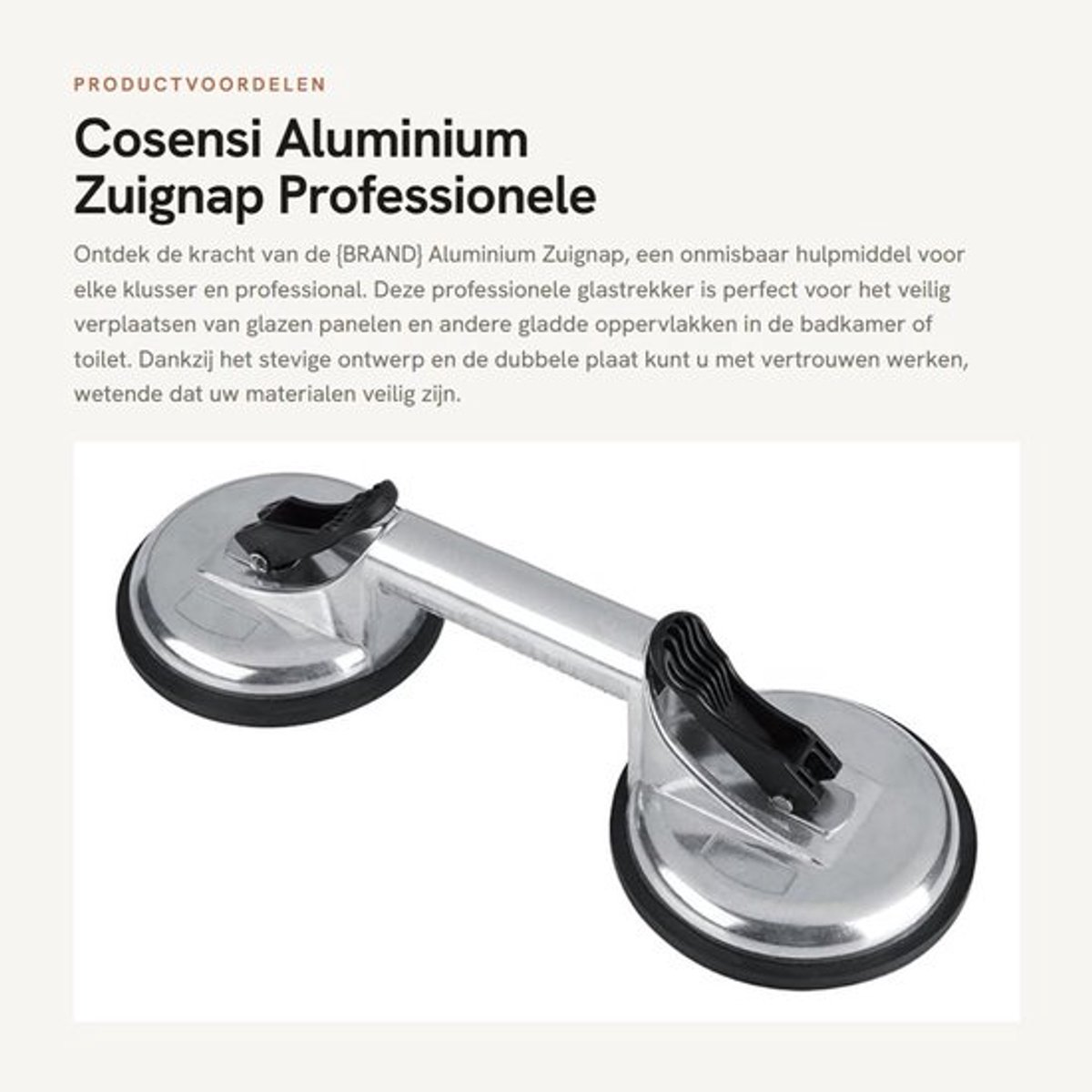 Zuignap 105 kg hefvermogen - Dubbele Zuignap - Aluminium - Glastrekker - Verplaatsingsgereedschap - Stevige handgreep