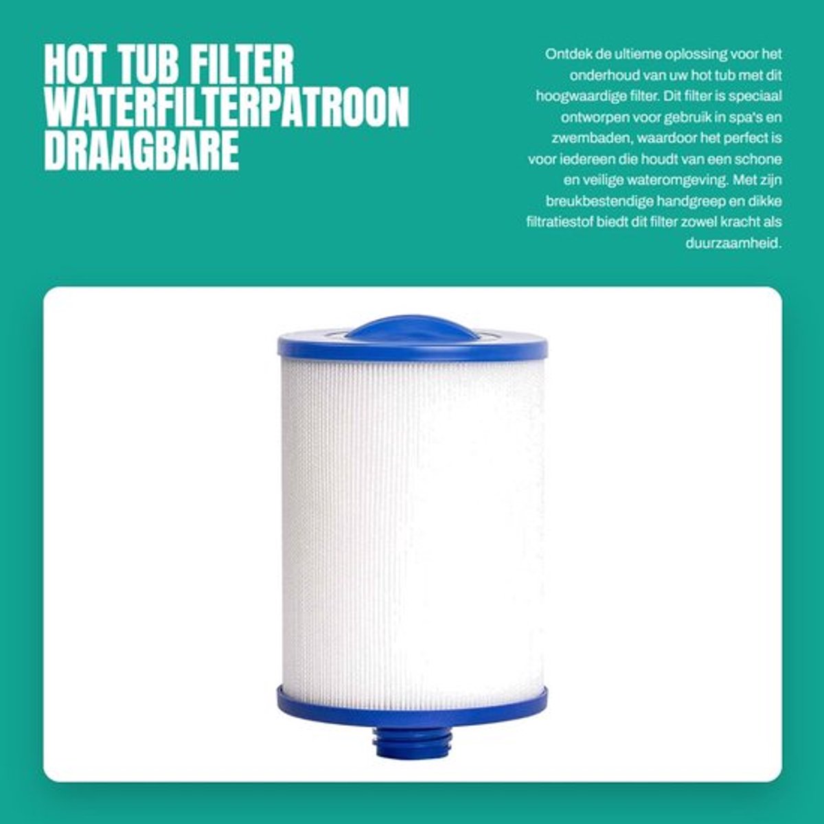 Spa Filter Schokbestendig - Hottub Filter - Chloortabletten - Waterfilterpatroon - 45 sq. ft. Filtratiegebied - 7 5/8" Lengte - Hot Tub Filter