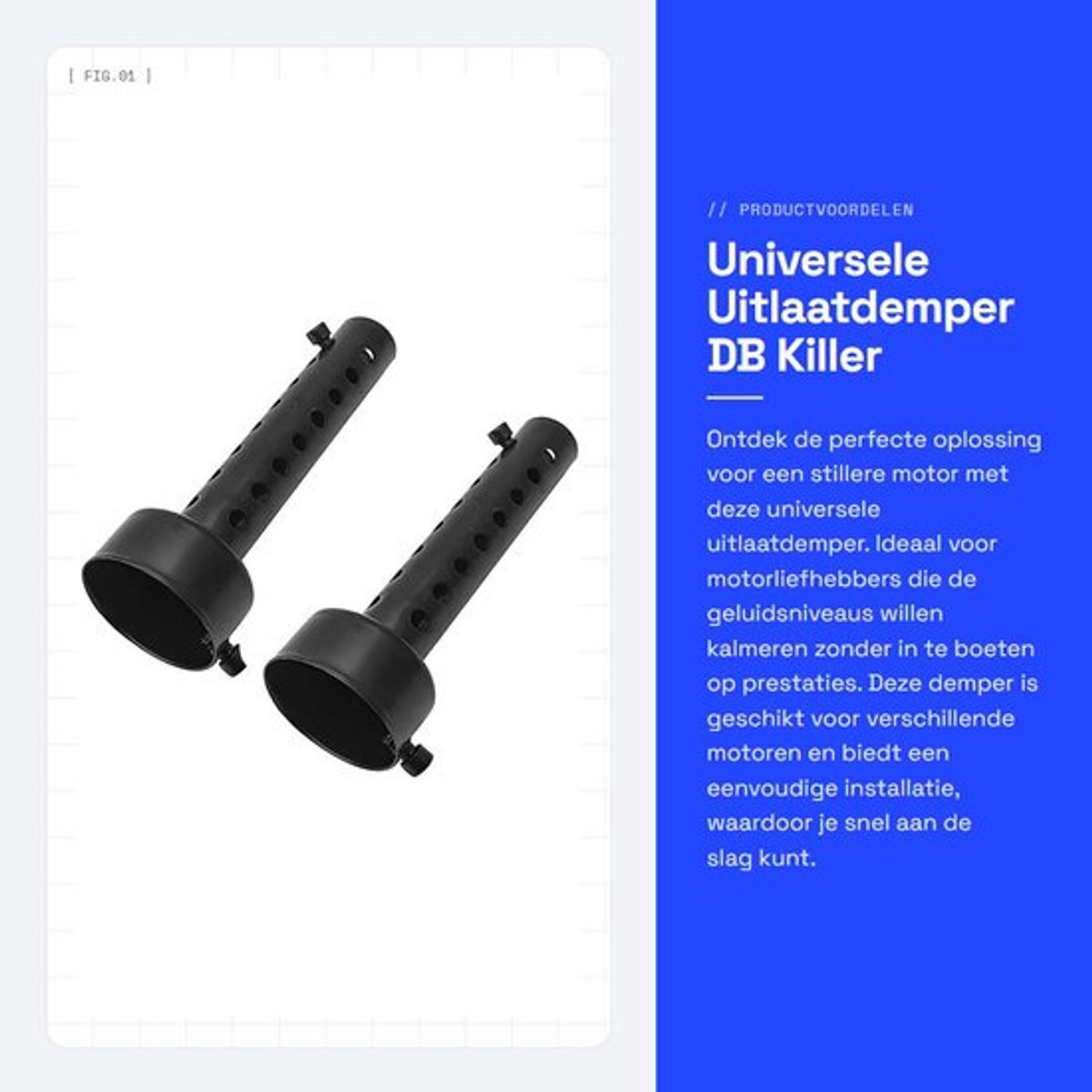 Uitlaatdemper 60 mm - 1/2 Stuks - Roestvrij Staal - Verstelbaar - Afneembaar - Geluiddempend - Demper