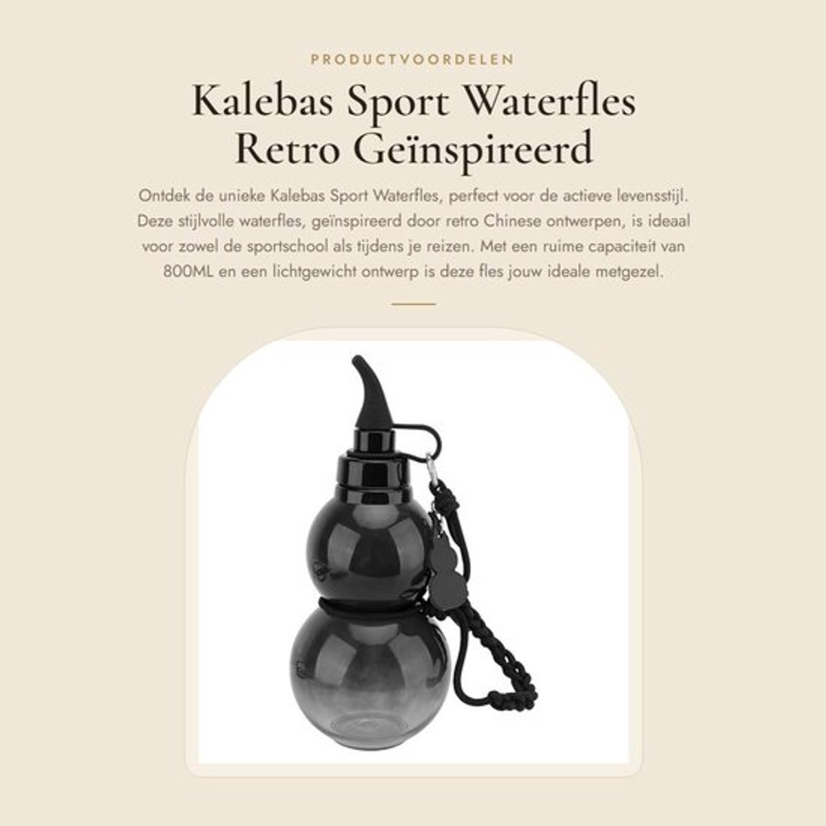 Waterfles 800ML - Kalebasvormig Ontwerp - Duurzaam PCTG-Materiaal - Geschikt voor Gym/Reizen - Gezondheid en Veiligheid - Drinkfles
