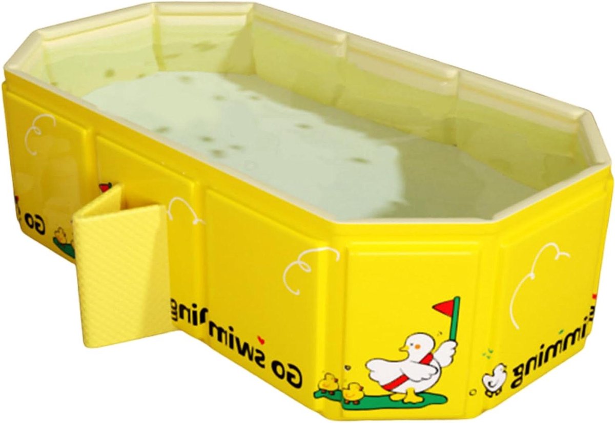 Opvouwbaar Babybad - Draagbaar Kinderbad - Veilig Baden - Dubbele Afvoer - 78x45x30 cm - Geel