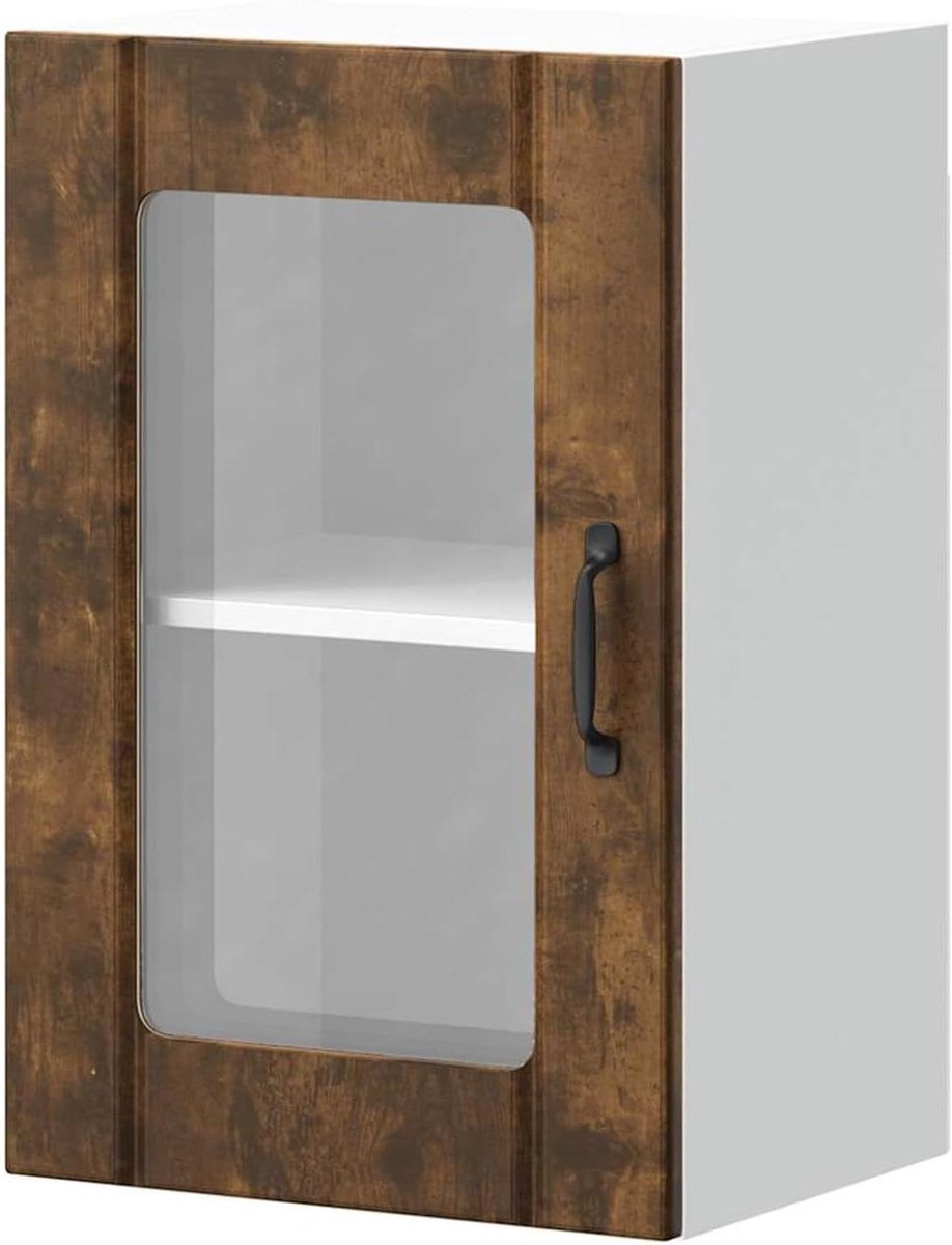 Keukenkast met glazen deur - Wandkast Keuken - Keuken Organiseren - Robuust Houtmateriaal - 60 x 40 x 31 cm