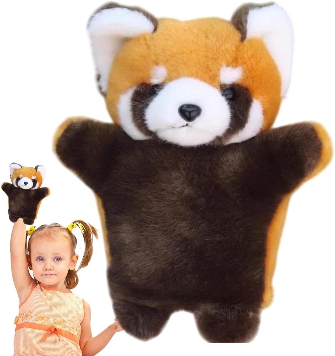Racoon Handpop - Wrestler Pop Knuffelpop - Interactief Spel - Realistisch Ontwerp - 15x25cm - Grijs