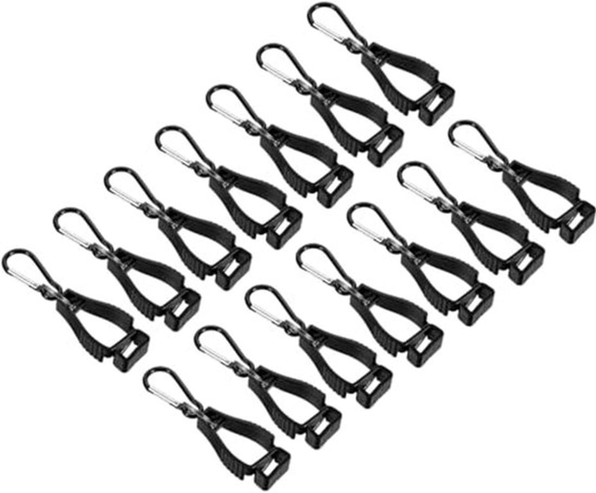 Set van 14 Handschoenclips Helmhaakjes voor Bouwvakkers - Zwart - 12,5 cm