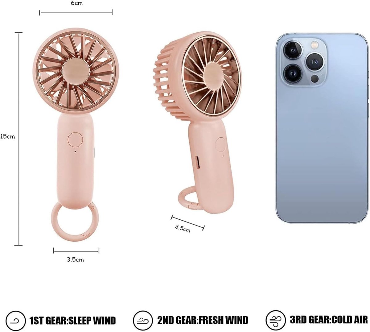 Nekventilator - Roze - Mini Handventilator - Lichtgewicht USB Tafelventilator - Voor Dames en Heren