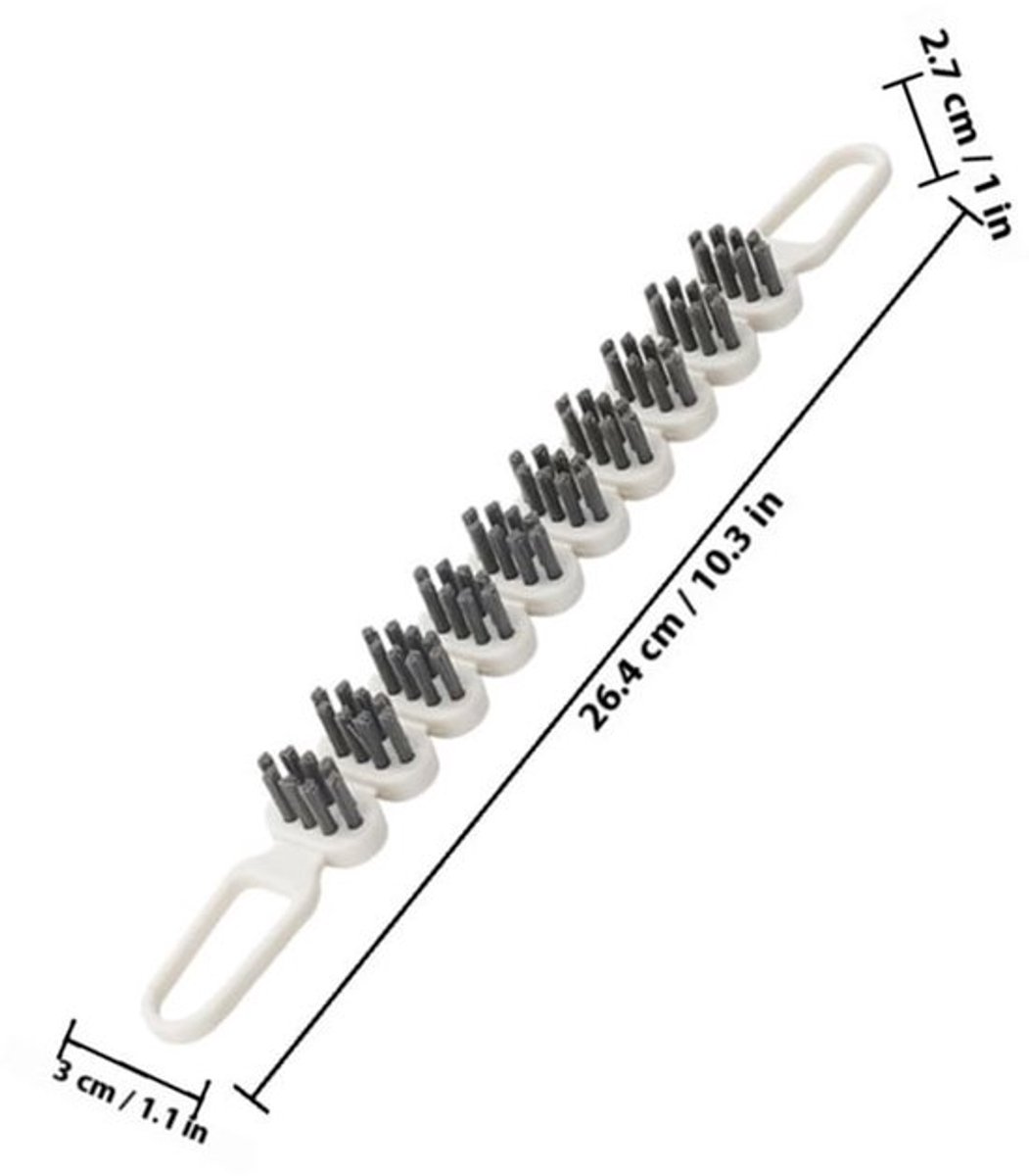 Reinigingsborstel - 2 Stuks - Flexibel Ontwerp - Multifunctioneel - Voor Nauwe Plaatsen - Efficiënte Vuilverwijdering - Afmetingen 26,40 x 3,00 x 2,70 cm - Reinigingsgereedschap