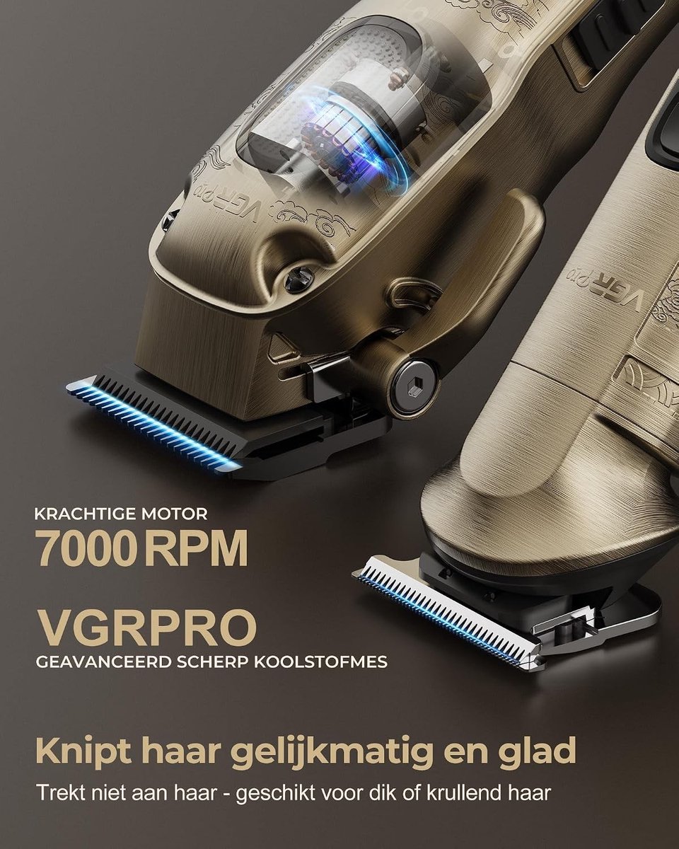 Neustrimmer - Goud - Draadloze Grooming Set met 14 Opzetkammen - Professionele Haarknip- en Trimmerset voor Mannen