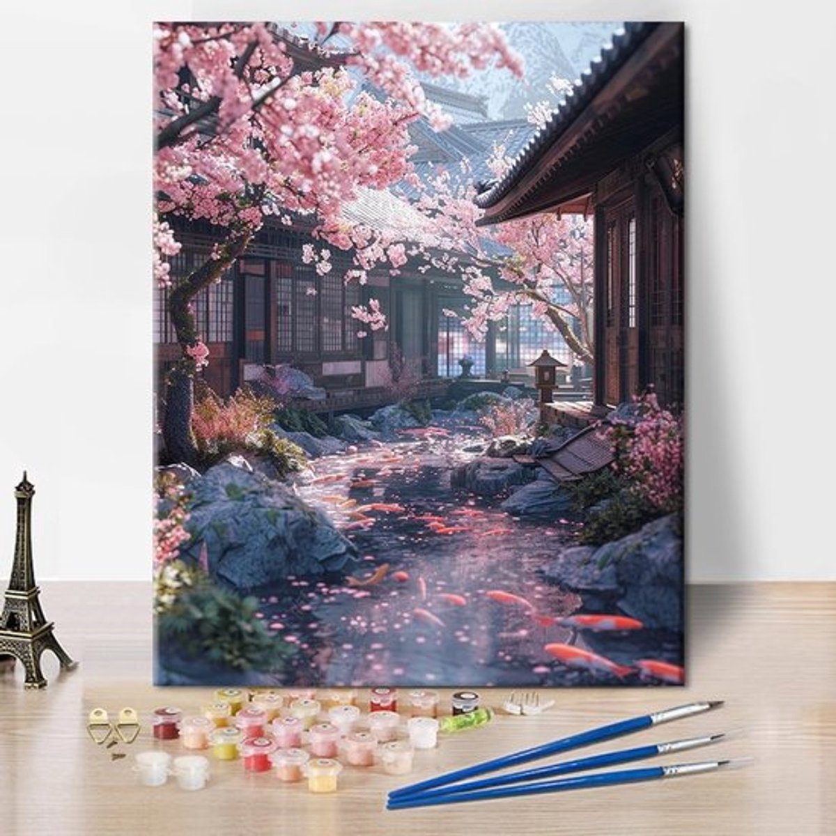 Schilderen op Nummer Kersenbloesem - Acrylverf Set - DIY Schilderkit - Landschap - Wanddecoratie - 40 x 50 cm - Verfset