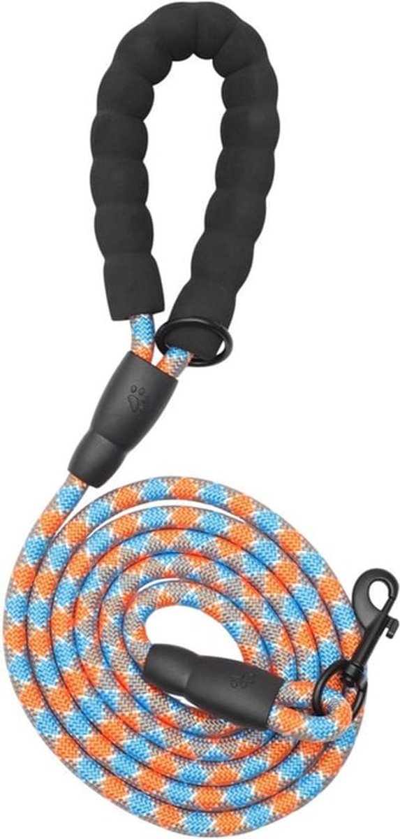 Hondenriem 2 m - Gevoerde Handgreep - Reflecterende Draden - Versterkt Gevlochten Design - Draaibare Metalen Clip - Geschikt voor Alle Hondenrassen - Hondentuig
