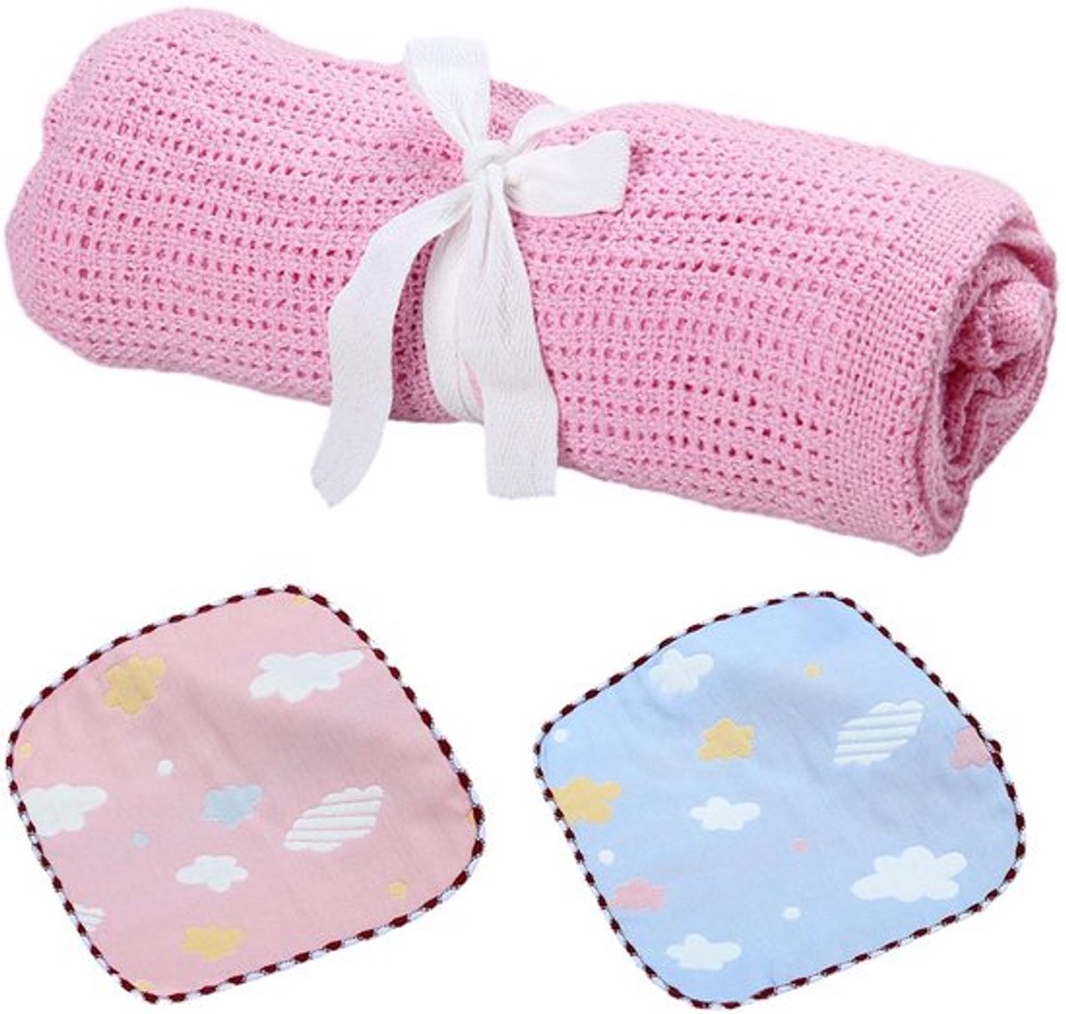 Wafeldeken Katoen 70 x 90 cm - Baby Deken - Speen/speekseldoeken - Ademend - Lichtgewicht - Duurzaam - Babydeken
