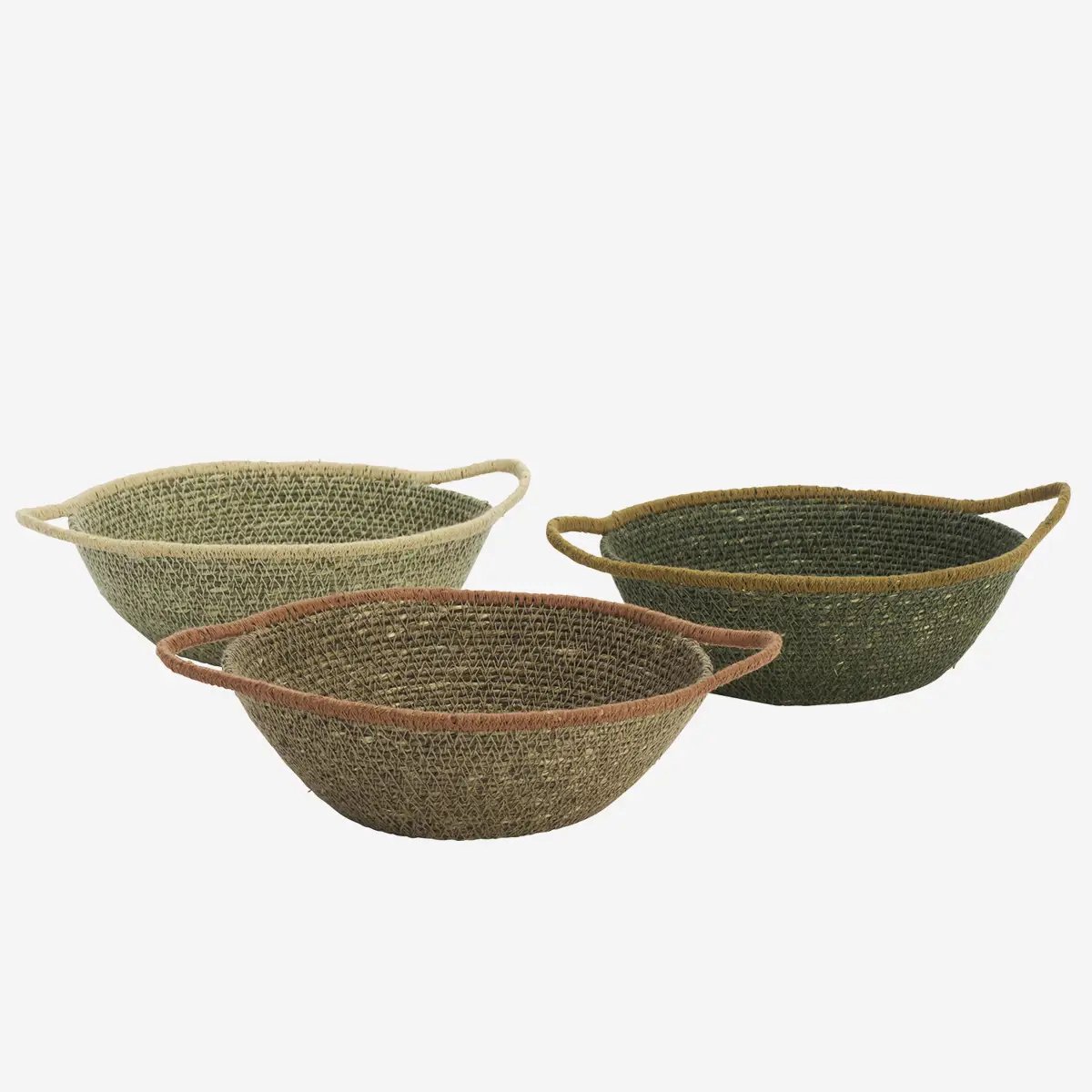 Madam Stoltz - Set van 3 Handgemaakte Zeegras Manden - 20 cm