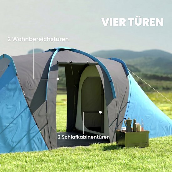 Outsunny Tunneltent-Polyester-taft, Fiberglas-555L x 225B x 190H cm-Grijs+Blauw — afbeelding 4